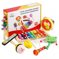 Set Instrumente Muzicale din Lemn pentru Copii 8 Piese Montessori Multicolor