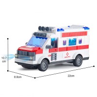 Ambulanță de jucărie cu telecomandă, lumini, sunete și uși mobile, 22 cm