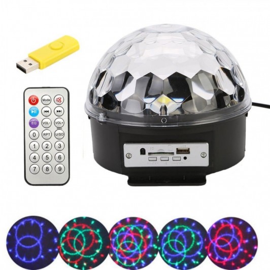 Glob Disco cu MP3 Player, boxe incorporate, jocuri de lumini in ritmul muzicii + Stick cadou