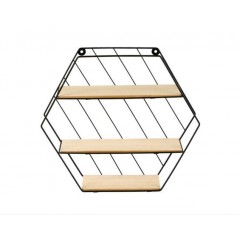 Raft decorativ hexagon pentru living, dormitor, hol, bucatarie, pe 3 niveluri