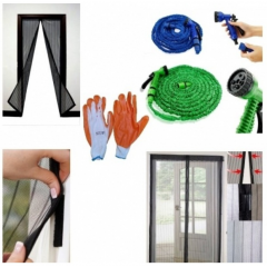 Furtun extensibil + accesorii pentru stropit + Manusi gradina + Perdea magnetica anti-insecte