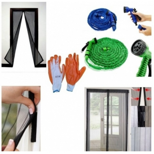 Furtun extensibil + accesorii pentru stropit + Manusi gradina + Perdea magnetica anti-insecte