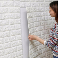 Set 10 x Tapet 3D Autocolant alb, design caramida, rezistent la apa, 70cm x 77cm x 6 mm