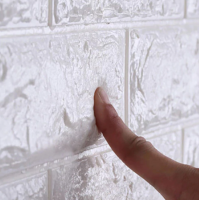 Set 10 x Tapet 3D Autocolant alb, design caramida, rezistent la apa, 70cm x 77cm x 6 mm