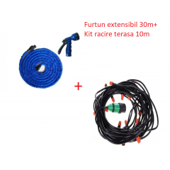 Furtun extensibil pentru gradina 30 m +  Kit racire terasa 10 m