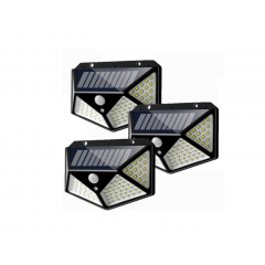 Set 3 buc x Lampa 100 leduri cu panou solar si senzor de miscare