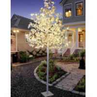 Copac decorativ, Alb, iluminat 180 LED, 180 cm, lumina calda