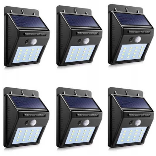 Set 6 x Lampa solara de perete cu senzor miscare 30 LED