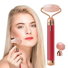 Flawless Rose Quartz Roller, masaj facial cu vibratii