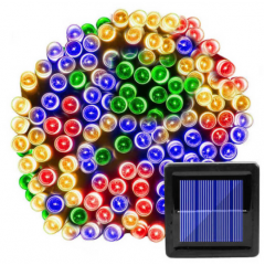 Instalatie cu incarcare solara, 20 metri, 200 LED-uri multicolore