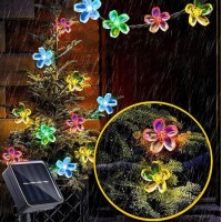 Ghirlanda luminoasa solara cu 50 LED-uri, model floricele 6.9M