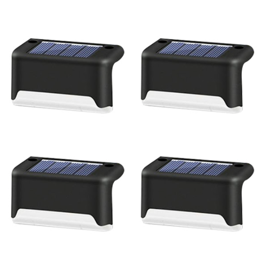 Set 4 lampi solare pentru trepte sau terase, senzor de lumina, incarcare solara