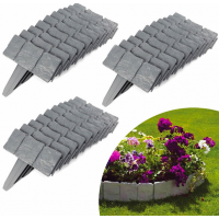 Borduri din plastic pentru rondul de flori sau gazon, cu aspect de piatră - Set 10 bucati