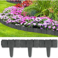 Borduri din plastic pentru rondul de flori sau gazon, cu aspect de piatră - Set 10 bucati