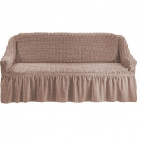 Husa elastica cu volane pentru canapea cu 3 locuri, Cappuccino