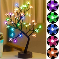 Copac decorativ cu flori de cires, 28 LED, Multicolor, Alb cald, Alb rece