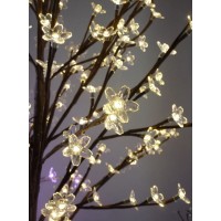 Copac decorativ cu flori de cires, 28 LED, Multicolor, Alb cald, Alb rece