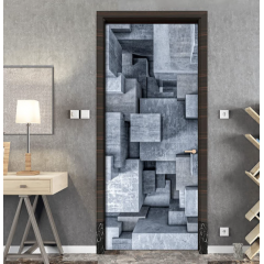 Autocolant decorativ pentru usa - 77 x 220 cm, Grey Blocks ,MT231