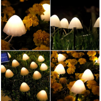 Decoratiune solara 12 ciupercute LED alb cald