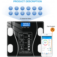 Cantar Bluetooth cu analiza corporala, display LED, sticla