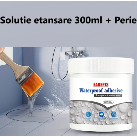 Solutie etansare 300 ml + Perie aplicare, ideale in sigilarea acoperisurilor, tevilor, peretilor etc