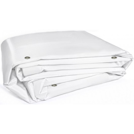 Prelata alba cauciucata  2 m x 8 m, impermeabila, cu inele, densitate 500 g/mp