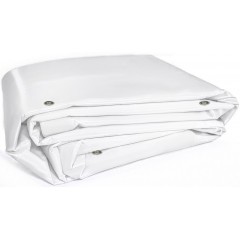 Prelata alba cauciucata  2 m x 5 m, impermeabila, cu inele, densitate 500 g/mp