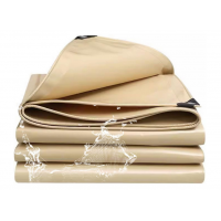Prelata bej cauciucata  5 m x 6 m, impermeabila, cu inele, densitate 680 g/mp