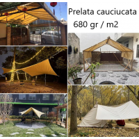 Prelata bej cauciucata  2 m x 2 m, impermeabila, cu inele, densitate 680 g/mp