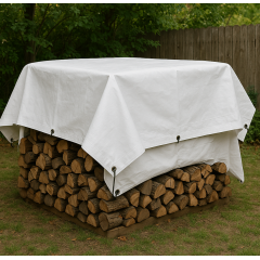 Prelata alba cauciucata  2 m x 4 m, impermeabila, cu inele, densitate 500 g/mp
