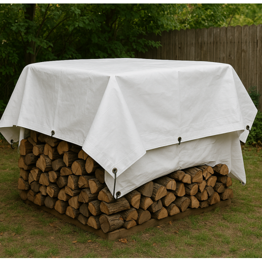 Prelata alba cauciucata  2 m x 4 m, impermeabila, cu inele, densitate 500 g/mp