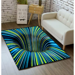 Covor 3D  80 x 120 cm, lavabil, antiderapant, Albastru