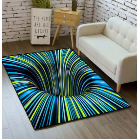 Covor 3D  80 x 120 cm, lavabil, antiderapant, Albastru