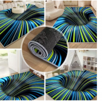 Covor 3D  80 x 120 cm, lavabil, antiderapant, Albastru