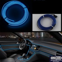 Fir cu lumina ambientala pentru masina, flexibil, 2m, neon ambiental albastru
