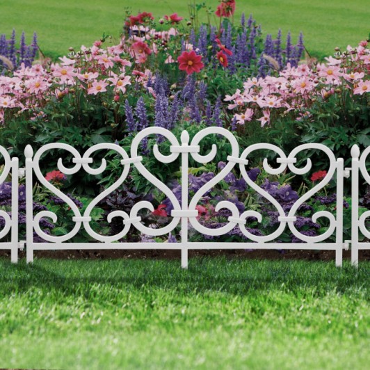 Set 4 bucati Gardulet decorativ strat de flori sau gazon -culoare alb - 11468A
