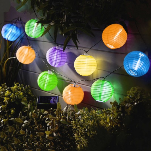 Garden of Eden - Şir 10 lampioane solare LED diferite culori, 3,7 m