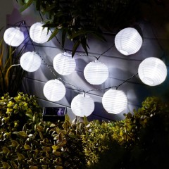 Garden of Eden - Şir 10 lampioane solare LED alb rece 3,7 m - 11227