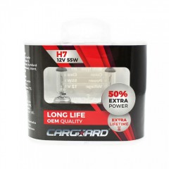 CARGUARD - Set de 2 becuri Halogen H7, 55W, +50% Intensitate - LONG LIFE