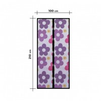 Perdea anti-tantari pentru usi cu inchidere magnetica, 100 x 210 cm Flori colorate