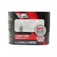 Set de 2 becuri Halogen H1, 55W, +50% Intensitate - LONG LIFE - CARGUARD