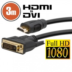 Cablu DVI-D  HDMI • 3 m cu conectoare placate cu aur