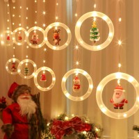 Perdea luminoasa LED - Moș Crăciun - 1,8 x 0,5 m - 125 LED-uri alb cald