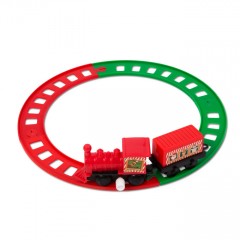 Tren de Craciun - cu cheita - roșu/verde - 20 cm