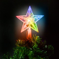 Ornament de pom de Craciun, model stea, 10 LED-15 cm, RGB, 2xAA - 58034