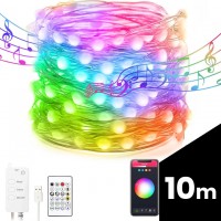 Sir de lumină inteligentă - USB - 66 LED-uri RGB - 10 m - Bluetooth