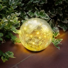Lampa solara sfera sticla - 15 cm - 20 LED alb cald - 11760C