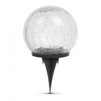 Lampa solara sfera sticla - 15 cm - 20 LED alb cald