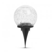 Lampa solara sfera sticla - 12 cm - 15 LED alb cald