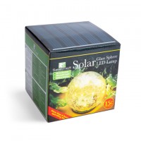 Lampa solara sfera sticla - 12 cm - 15 LED alb cald
